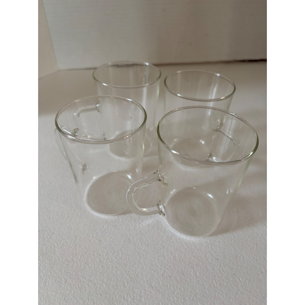 Vintage Jenaer Glas Schott & Gen Clear Glass Mugs Set of 4 Germany Espresso Tea